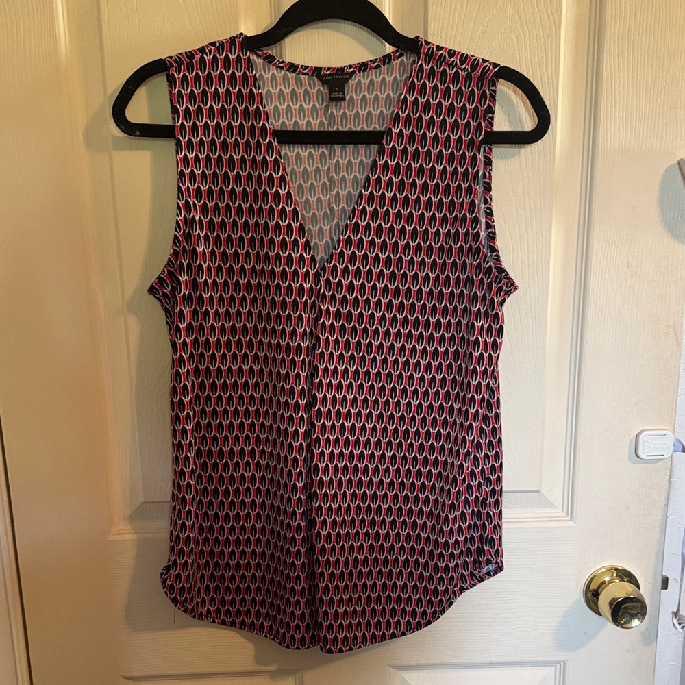 Ann Taylor Sleeveless Top - Black and red